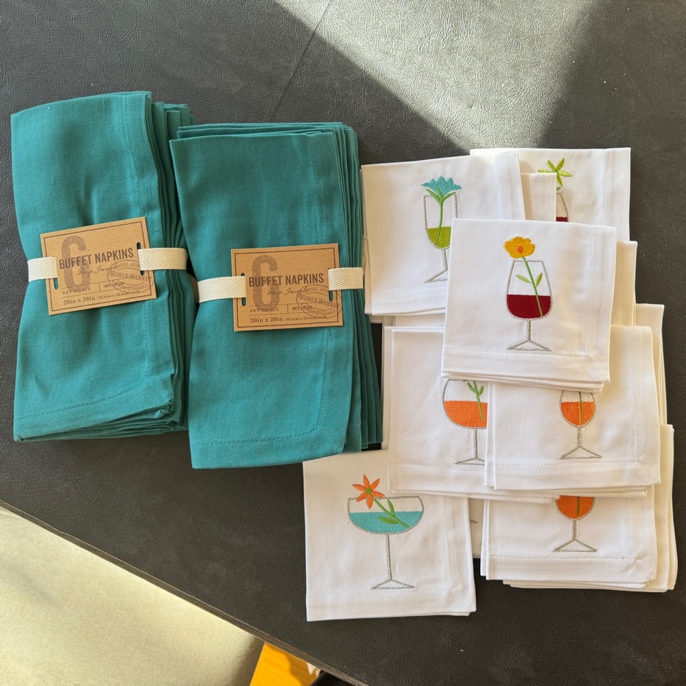 Teal Buffet Napkins w/ 15 Cocktail Napkins Set